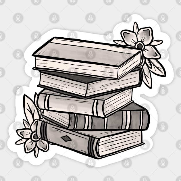 Tattoo Style Book Stack Sticker by Jewelia